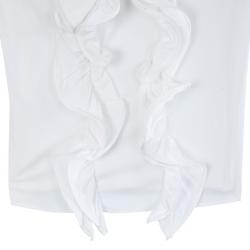 مملوكة مسبقًا Oscar De La Renta White Silk Ruffled Blouse M