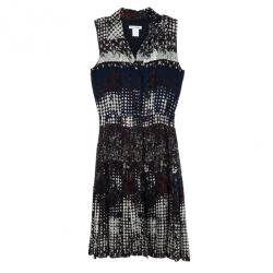 Pre Owned Oscar de la Renta Multicolor Printed Button Up Dress S