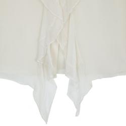 Pre Owned Oscar de la Renta White Front Ruffle Chiffon Top S