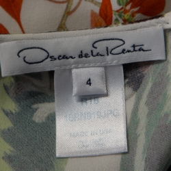 مملوكة مسبقًا Oscar de la Renta White Jungle Print Silk Stretch Maxi Dress S