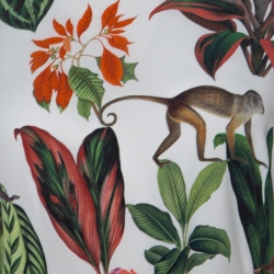 مملوكة مسبقًا Oscar de la Renta White Jungle Print Silk Stretch Maxi Dress S