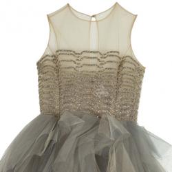 مملوكة مسبقًا Oscar de la Renta Sand Tulle Sleeveless Gown M