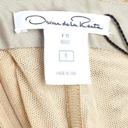 مملوكة مسبقًا Oscar de la Renta Sand Tulle Sleeveless Gown M