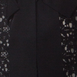 Pre Owned Oscar de la Renta Black Lace Bow Detail Sleeveless Top L