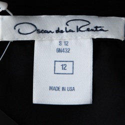 Pre Owned Oscar de la Renta Black Crinkle Chiffon Maxi Skirt L