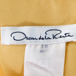 Pre Owned Oscar de la Renta Yellow Silk Waist Tie Detail Pencil Skirt M