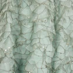 Pre Owned Oscar De La Renta Blue Sequined Silk Resort 2012 Evening Gown S