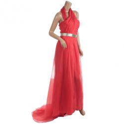 مملوكة مسبقًا Oscar de la Renta Red Resort 2013 Evening Gown S