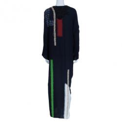 Pre Owned Oscar de la Renta Patchwork Silk Kaftan L