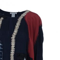 Pre Owned Oscar de la Renta Patchwork Silk Kaftan L