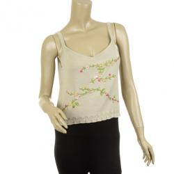 Pre Owned Oscar de la Renta Beige Cashmere Twin Set M