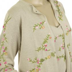 Pre Owned Oscar de la Renta Beige Cashmere Twin Set M