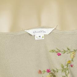 Pre Owned Oscar de la Renta Beige Cashmere Twin Set M
