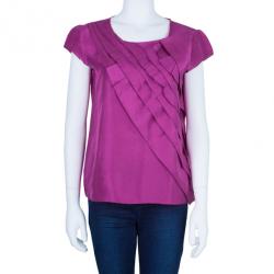 مملوكة مسبقًا توب اوسكار دي لا رينتا طبقات الحرير الفوشيا M