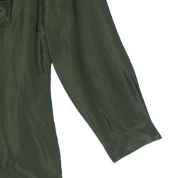 Pre Owned Oscar de la Renta Olive Green Silk Ruffle Top XL