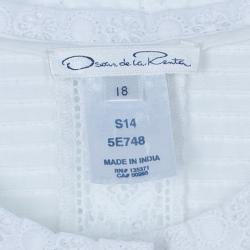 مملوكة مسبقًا Oscar De La Renta White Eyelet Top XXL