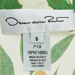 Pre Owned Oscar de la Renta Cream Floral Print Silk Asymmetrical Top and Trousers Set M