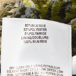 Pre Owned Oscar de la Renta Blue Embroidered Silk Blend Ruffle Hem Shift Dress M