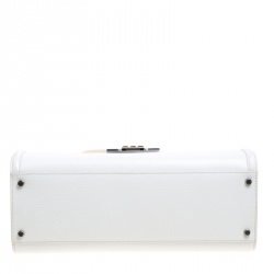 Pre Owned Oscar de la Renta White/Cream Leather Top Handle Bag