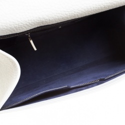 Pre Owned Oscar de la Renta White/Cream Leather Top Handle Bag