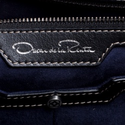 Pre Owned Oscar de la Renta White/Cream Leather Top Handle Bag