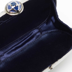 Pre Owned Oscar de la Renta Silver/Blue Metal Bird Minaudiere Clutch