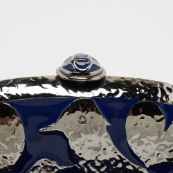 Pre Owned Oscar de la Renta Silver/Blue Metal Bird Minaudiere Clutch