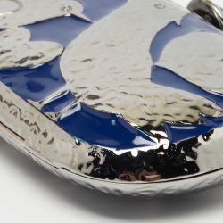 Pre Owned Oscar de la Renta Silver/Blue Metal Bird Minaudiere Clutch