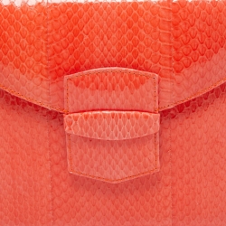 Pre Owned Oscar De La Renta Orange Watersnake Leather Small Grafton Clutch