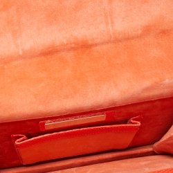 Pre Owned Oscar De La Renta Orange Watersnake Leather Small Grafton Clutch