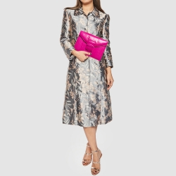 Pre Owned Oscar de la Renta Pink Watersnake Leather Small Grafton Clutch