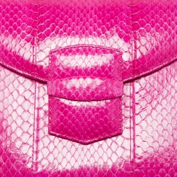 Pre Owned Oscar de la Renta Pink Watersnake Leather Small Grafton Clutch