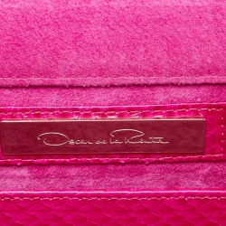 Pre Owned Oscar de la Renta Pink Watersnake Leather Small Grafton Clutch