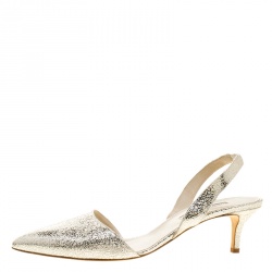 Pre Owned صندل أوسكار دي لا رينتا فتحة كعب سامي جلد لامع أسود مقاس 39