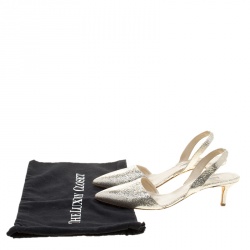 Pre Owned صندل أوسكار دي لا رينتا فتحة كعب سامي جلد لامع أسود مقاس 39