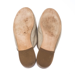 Pre Owned Oscar de la Renta Grey Embellished Canvas Slides Mules Size 41