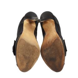 Pre Owned Oscar de la Renta Black Satin Marilous Bow Open Toe Mules Size 36