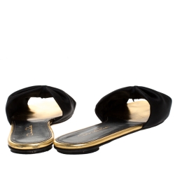 Pre Owned Oscar de la Renta Black Satin Mia Flat Slides Size 40