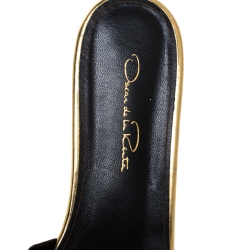 Pre Owned Oscar de la Renta Black Satin Mia Flat Slides Size 40