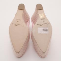 Pre Owned Oscar De La Renta Pink Paloma Pointed Toe Espadrille Size 38