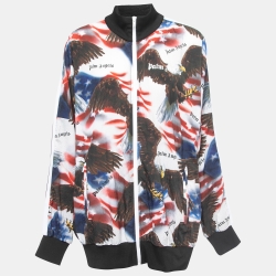 Multicolor Eagle Printed Nylon Zip Front Jacket
