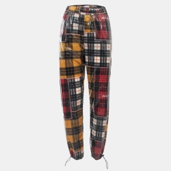 Multicolor Checkered Nylon Straight Pants