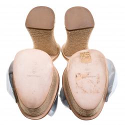 Paloma Barceló White Leather Monaco Bow Detail Espadrille Mules Size 38