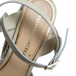 Paloma Barceló Ivory Strappy Leather Ankle Strap Platform Wedge Sandals Size 39