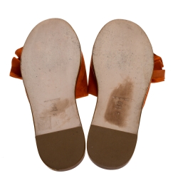 Pre Owned Paloma Barceló Orange Suede Leather Geranio Knotted Flat Slides Size 38