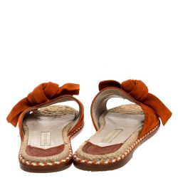 Pre Owned Paloma Barceló Orange Suede Leather Geranio Knotted Flat Slides Size 38