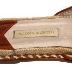 Pre Owned Paloma Barceló Orange Suede Leather Geranio Knotted Flat Slides Size 38