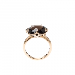 Pasquale Bruni Bon Ton Smoky Quartz Diamond 18k Rose Gold Flower Ring Size 56