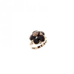 Pasquale Bruni Bon Ton Smoky Quartz Diamond 18k Rose Gold Flower Ring Size 56