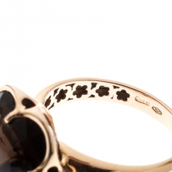 Pasquale Bruni Bon Ton Smoky Quartz Diamond 18k Rose Gold Flower Ring Size 56